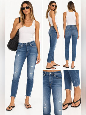 MOTHER The Looker Ankle Chew Jeans Breaking The Law Size 26 Distressed Skinny